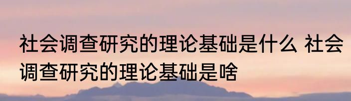 社会调查研究的理论基础是什么 社会调查研究的理论基础是啥