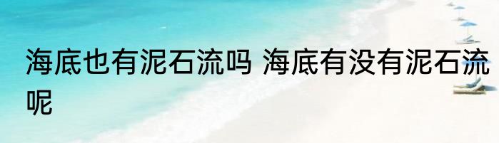 海底也有泥石流吗 海底有没有泥石流呢