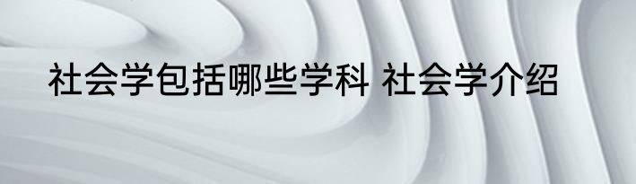 社会学包括哪些学科 社会学介绍