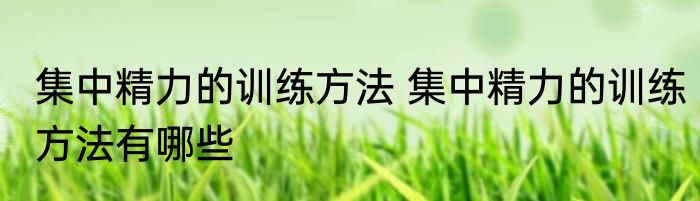 集中精力的训练方法 集中精力的训练方法有哪些