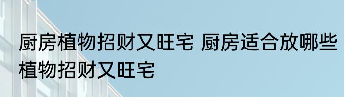 厨房植物招财又旺宅 厨房适合放哪些植物招财又旺宅