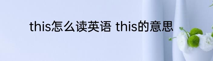 this怎么读英语 this的意思