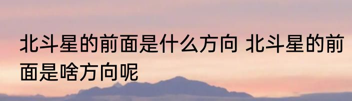 北斗星的前面是什么方向 北斗星的前面是啥方向呢