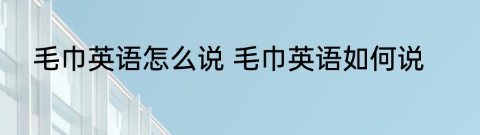 毛巾英语怎么说 毛巾英语如何说