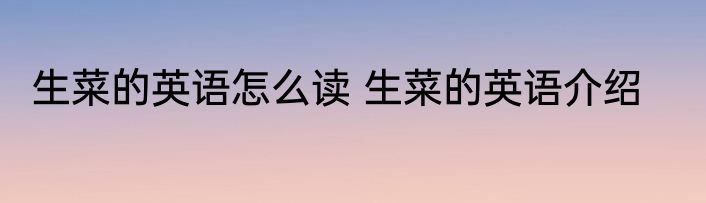 生菜的英语怎么读 生菜的英语介绍