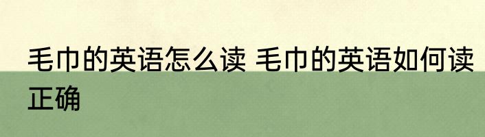 毛巾的英语怎么读 毛巾的英语如何读正确