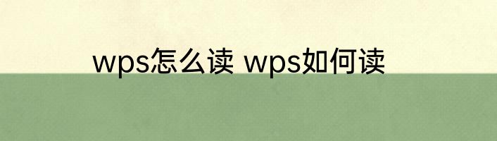 wps怎么读 wps如何读