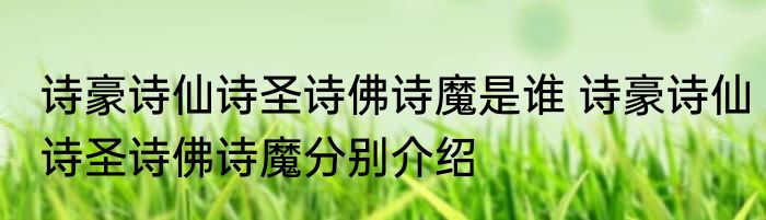 诗豪诗仙诗圣诗佛诗魔是谁 诗豪诗仙诗圣诗佛诗魔分别介绍