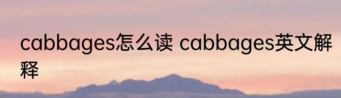 cabbages怎么读 cabbages英文解释