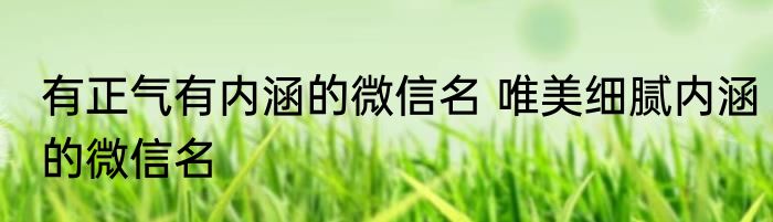 有正气有内涵的微信名 唯美细腻内涵的微信名
