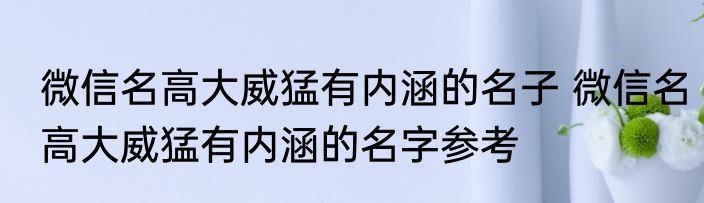 微信名高大威猛有内涵的名子 微信名高大威猛有内涵的名字参考