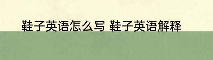 鞋子英语怎么写 鞋子英语解释