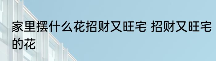 家里摆什么花招财又旺宅 招财又旺宅的花