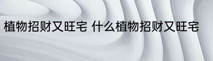 植物招财又旺宅 什么植物招财又旺宅