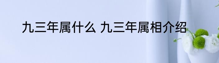 九三年属什么 九三年属相介绍