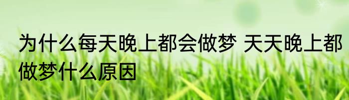 为什么每天晚上都会做梦 天天晚上都做梦什么原因