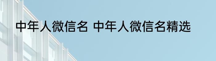 中年人微信名 中年人微信名精选