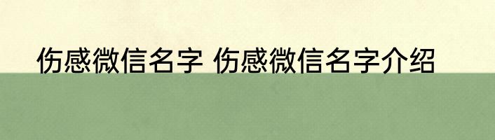 伤感微信名字 伤感微信名字介绍
