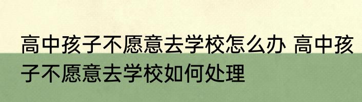 高中孩子不愿意去学校怎么办 高中孩子不愿意去学校如何处理