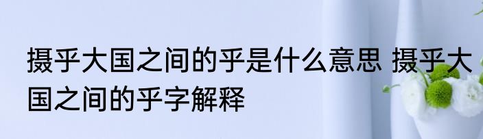 摄乎大国之间的乎是什么意思 摄乎大国之间的乎字解释