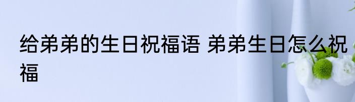 给弟弟的生日祝福语 弟弟生日怎么祝福