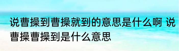 说曹操到曹操就到的意思是什么啊 说曹操曹操到是什么意思