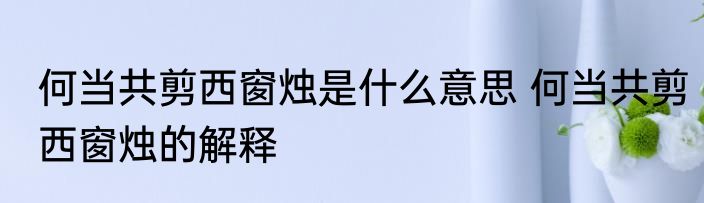 何当共剪西窗烛是什么意思 何当共剪西窗烛的解释
