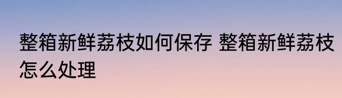 整箱新鲜荔枝如何保存 整箱新鲜荔枝怎么处理