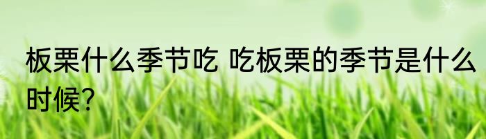 板栗什么季节吃 吃板栗的季节是什么时候?