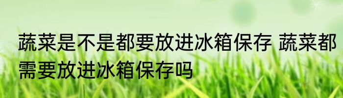 蔬菜是不是都要放进冰箱保存 蔬菜都需要放进冰箱保存吗