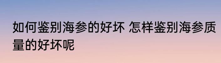 如何鉴别海参的好坏 怎样鉴别海参质量的好坏呢