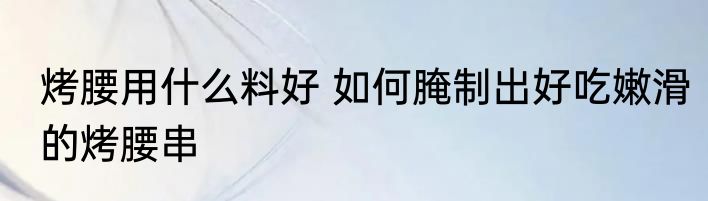 烤腰用什么料好 如何腌制出好吃嫩滑的烤腰串