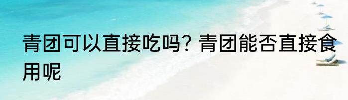 青团可以直接吃吗? 青团能否直接食用呢