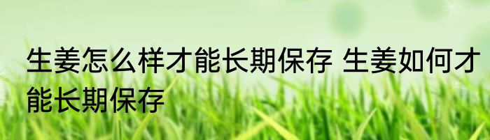 生姜怎么样才能长期保存 生姜如何才能长期保存