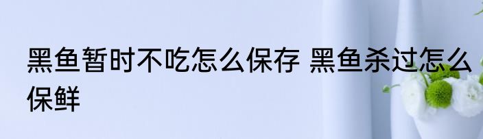 黑鱼暂时不吃怎么保存 黑鱼杀过怎么保鲜