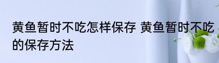 黄鱼暂时不吃怎样保存 黄鱼暂时不吃的保存方法