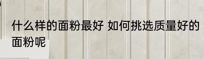 什么样的面粉最好 如何挑选质量好的面粉呢