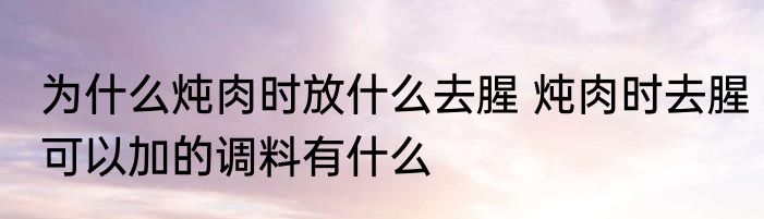 为什么炖肉时放什么去腥 炖肉时去腥可以加的调料有什么