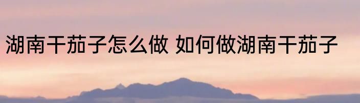 湖南干茄子怎么做 如何做湖南干茄子