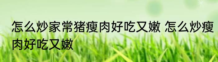 怎么炒家常猪瘦肉好吃又嫩 怎么炒瘦肉好吃又嫩