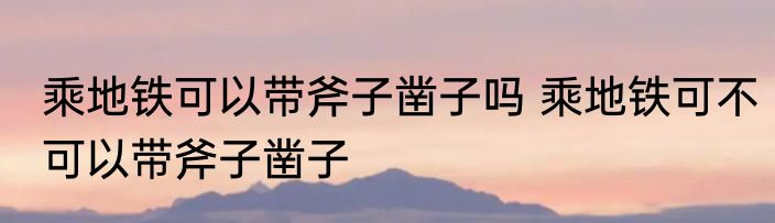 乘地铁可以带斧子凿子吗 乘地铁可不可以带斧子凿子