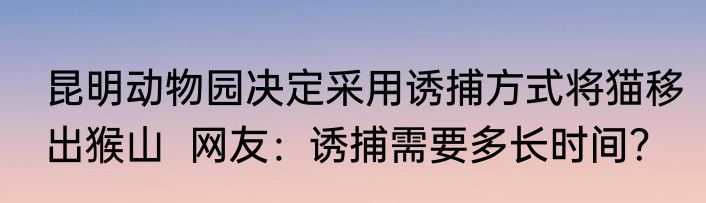 昆明动物园决定采用诱捕方式将猫移出猴山  网友：诱捕需要多长时间？