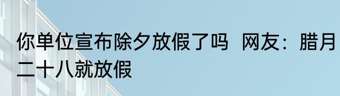 你单位宣布除夕放假了吗  网友：腊月二十八就放假