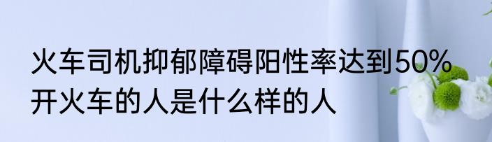 火车司机抑郁障碍阳性率达到50%   开火车的人是什么样的人