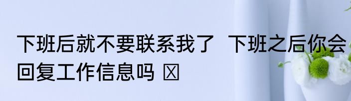 下班后就不要联系我了  下班之后你会回复工作信息吗 ​