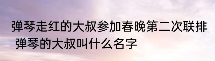 弹琴走红的大叔参加春晚第二次联排  弹琴的大叔叫什么名字