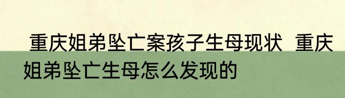  重庆姐弟坠亡案孩子生母现状  重庆姐弟坠亡生母怎么发现的