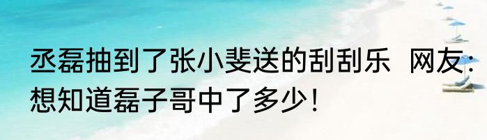丞磊抽到了张小斐送的刮刮乐  网友：想知道磊子哥中了多少！