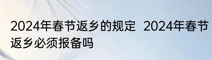 2024年春节返乡的规定  2024年春节返乡必须报备吗