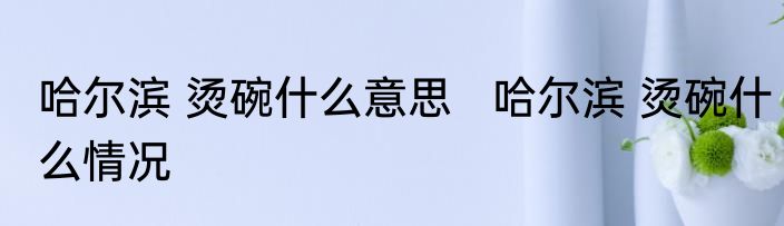 哈尔滨 烫碗什么意思   哈尔滨 烫碗什么情况